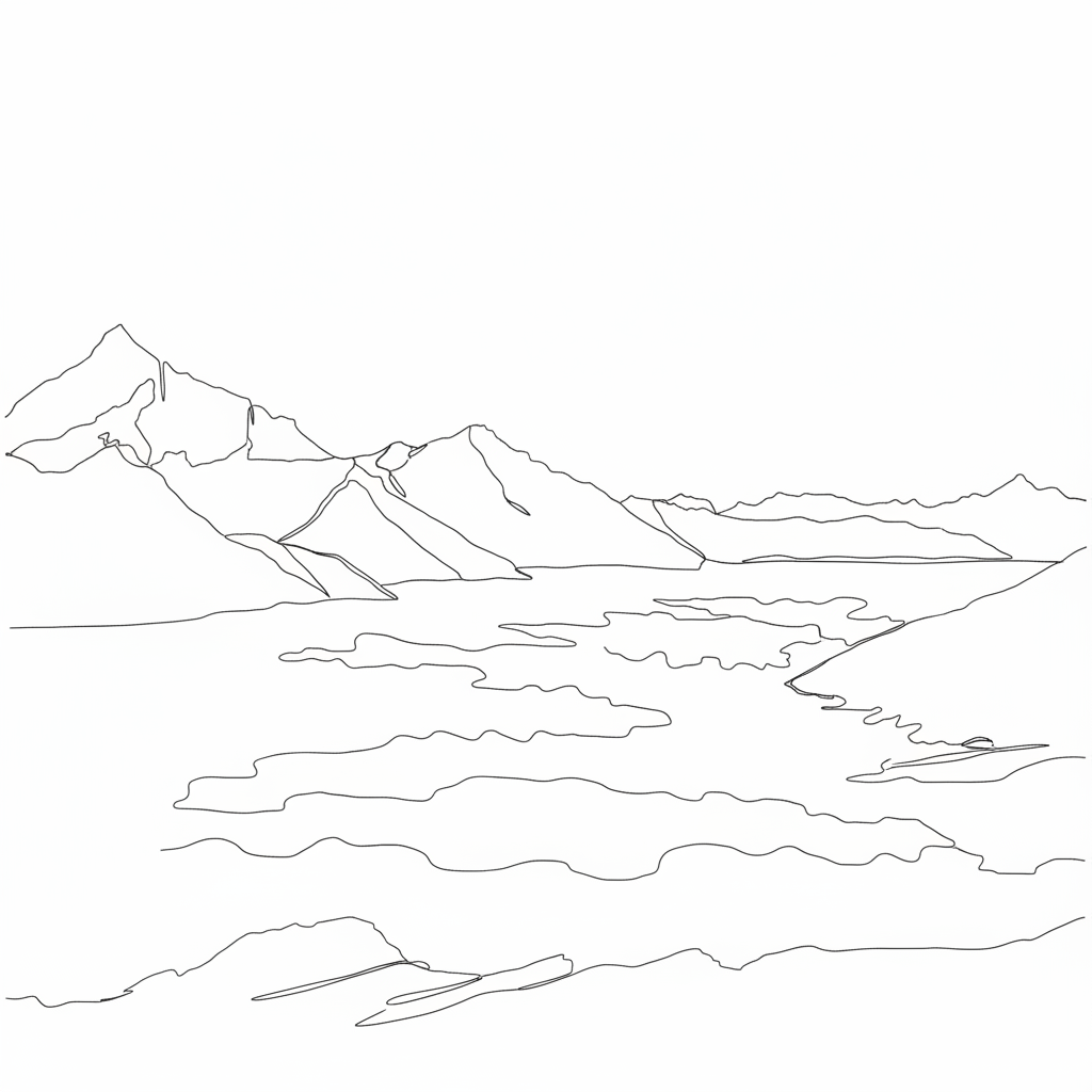 Mountain landscape - Line art drawing style