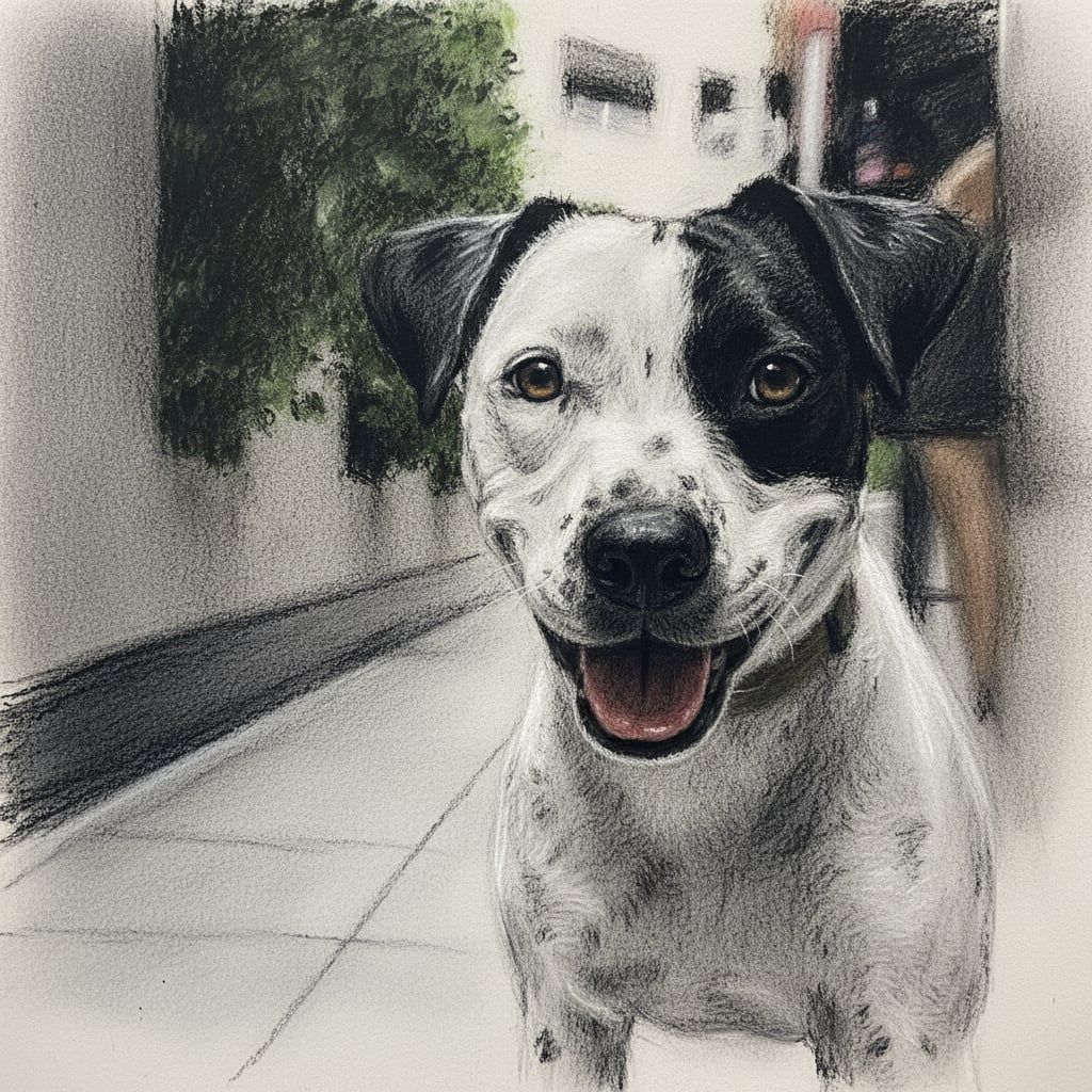 Dog portrait - Charcoal drawing style