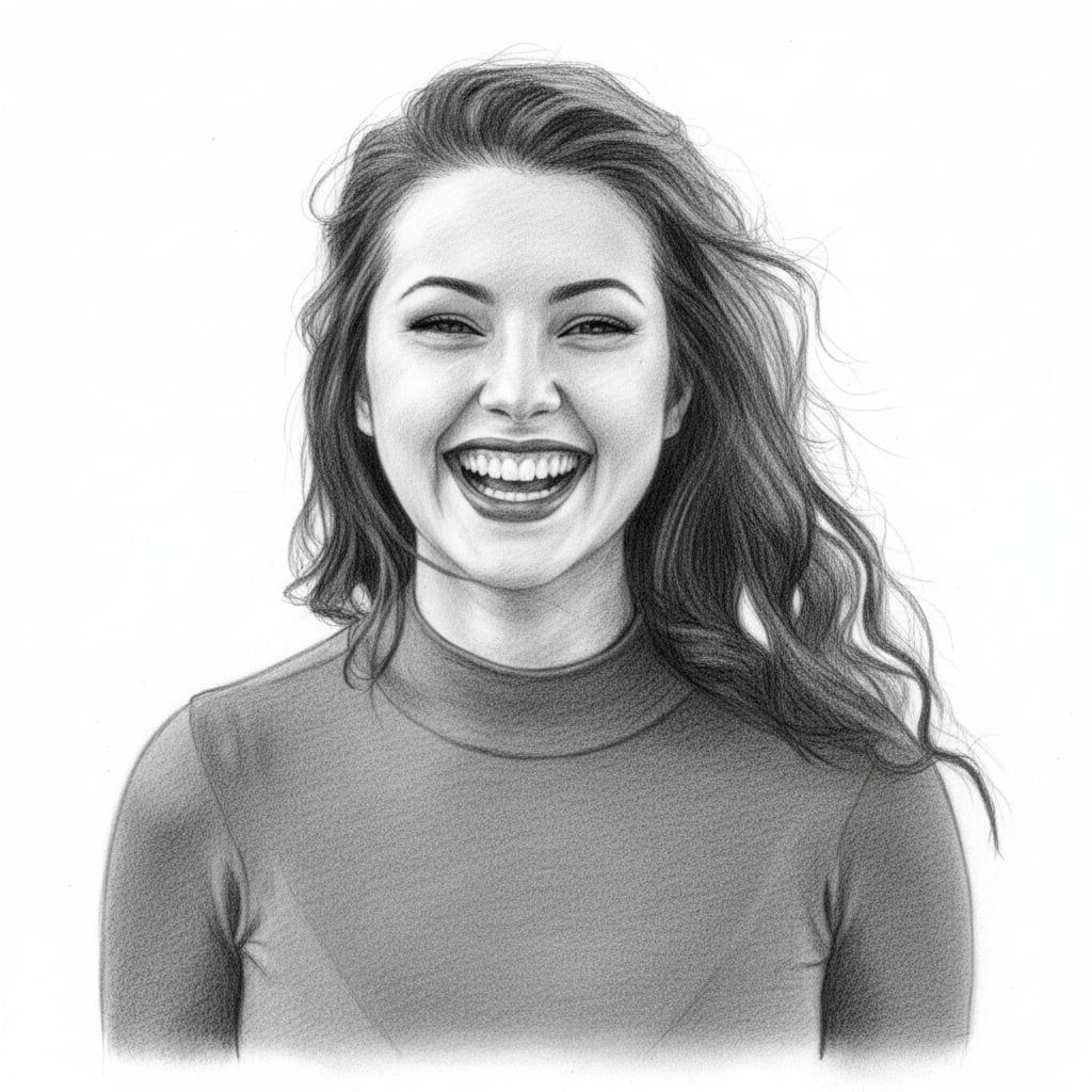 Woman portrait - Pencil sketch drawing style