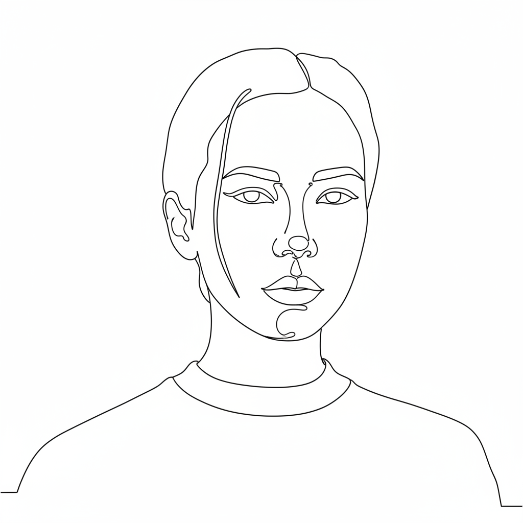 Young woman - Minimal line art style